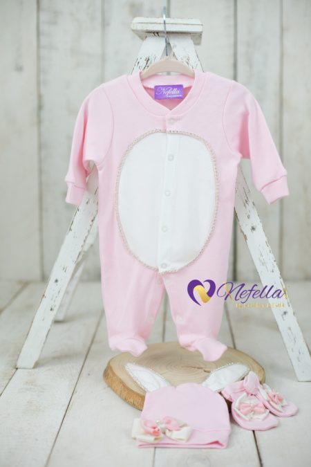 NF-TK1001 Pink Rabbit Kız Bebek Tulumu