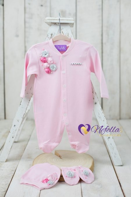 NF-TK1005 Pink Rose Kız Bebek Tulumu