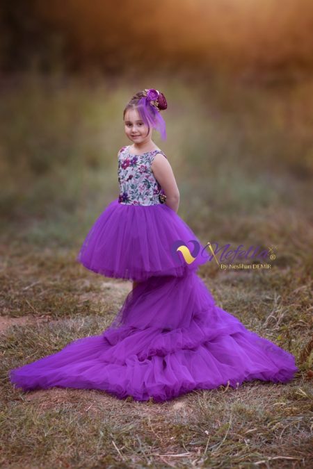 NF-2026 Purple Fairytale Kız Çocuk Elbise